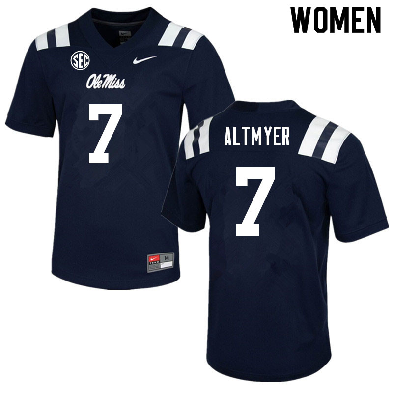Luke Altmyer Ole Miss Rebels NCAA Women's Navy #7 Stitched Limited College Football Jersey BXQ0658IB